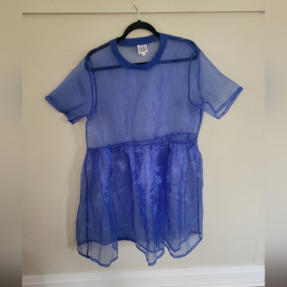 Studio Citizen Sheer Tulle Mini Blue Dress Made in Canada Ethical